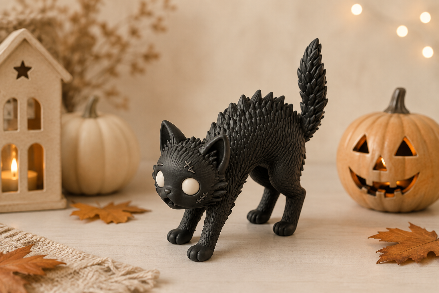 Spooky Black Cat STL | Halloween Kitten 3D Print Model - Image 5