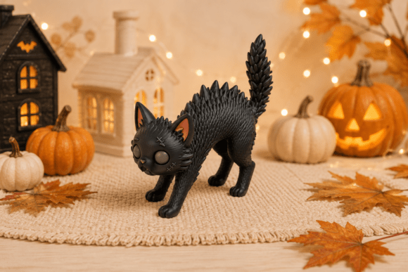 Spooky Black Cat STL | Halloween Kitten 3D Print Model - Image 3