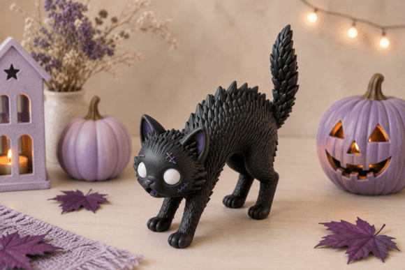 Spooky Black Cat STL | Halloween Kitten 3D Print Model - Image 4