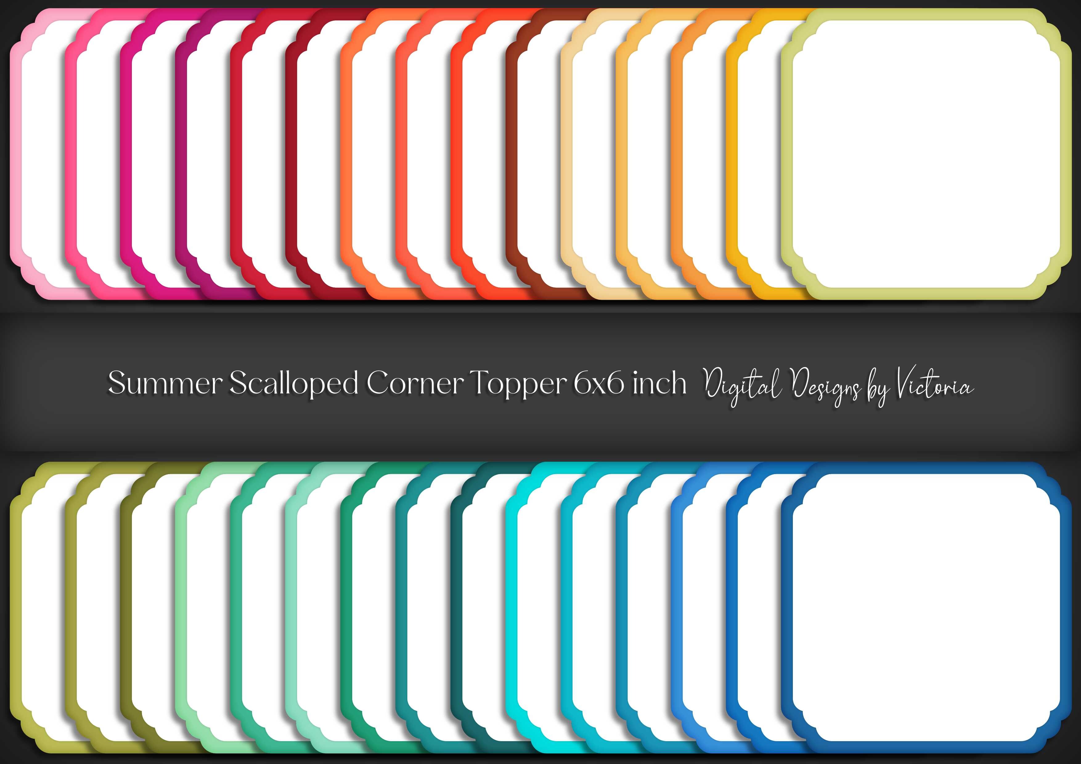 Summer Scalloped Corner Topper 6x6 Inch