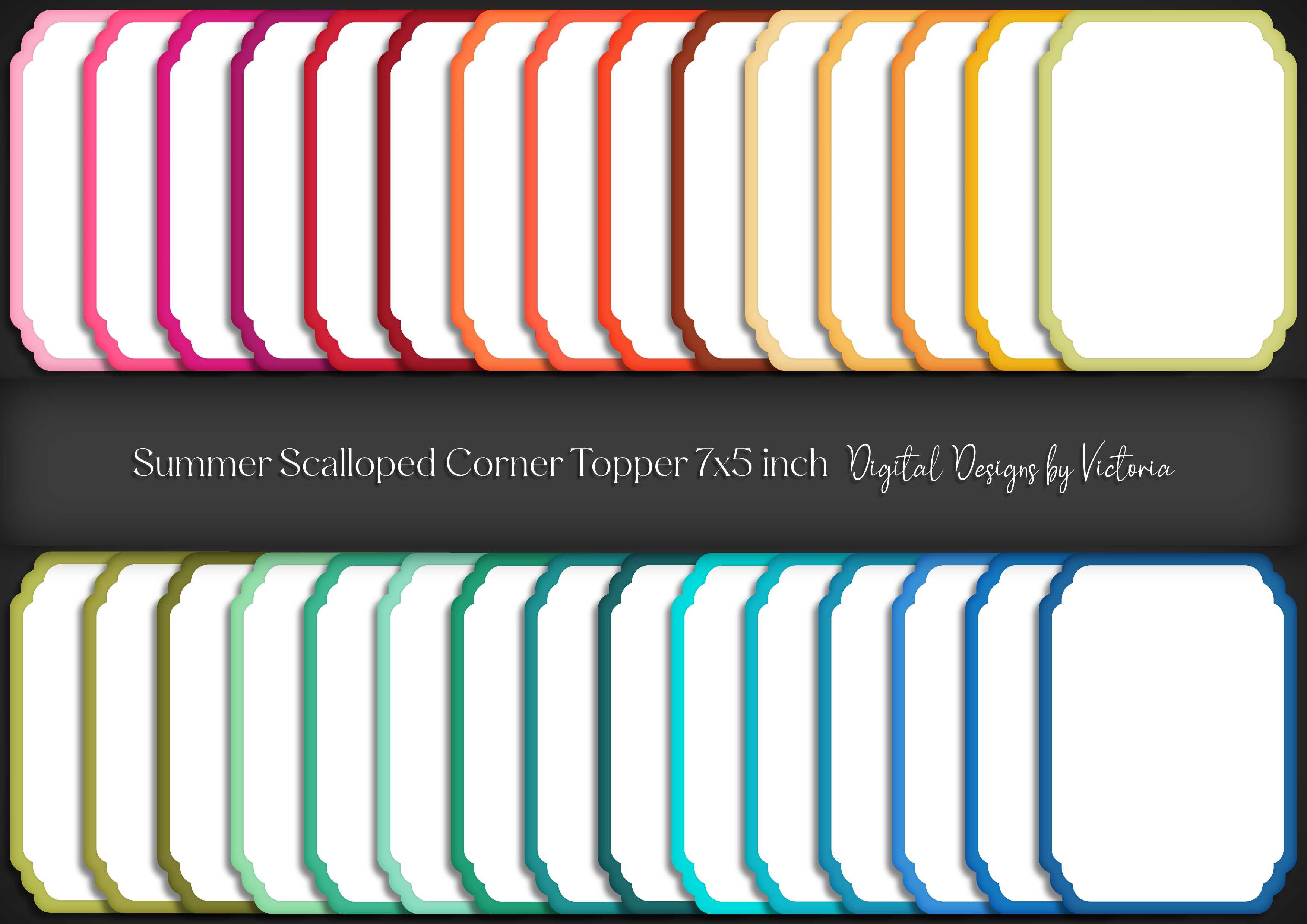 Summer Scalloped Corner Topper 7x5 Inch
