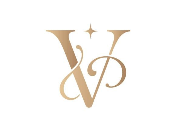 V Romantic Wedding Monogram Logo