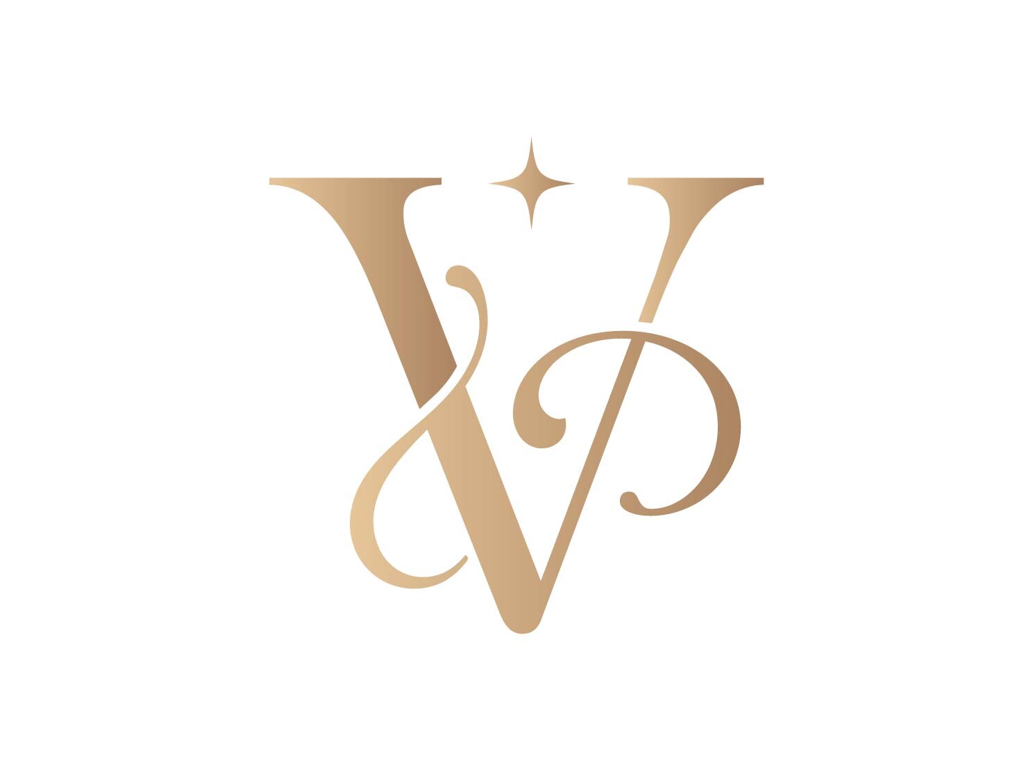 V Romantic Wedding Monogram Logo