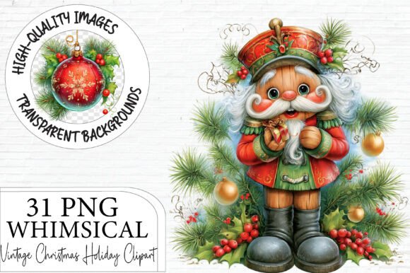 Vintage Christmas Holiday Clipart Bundle