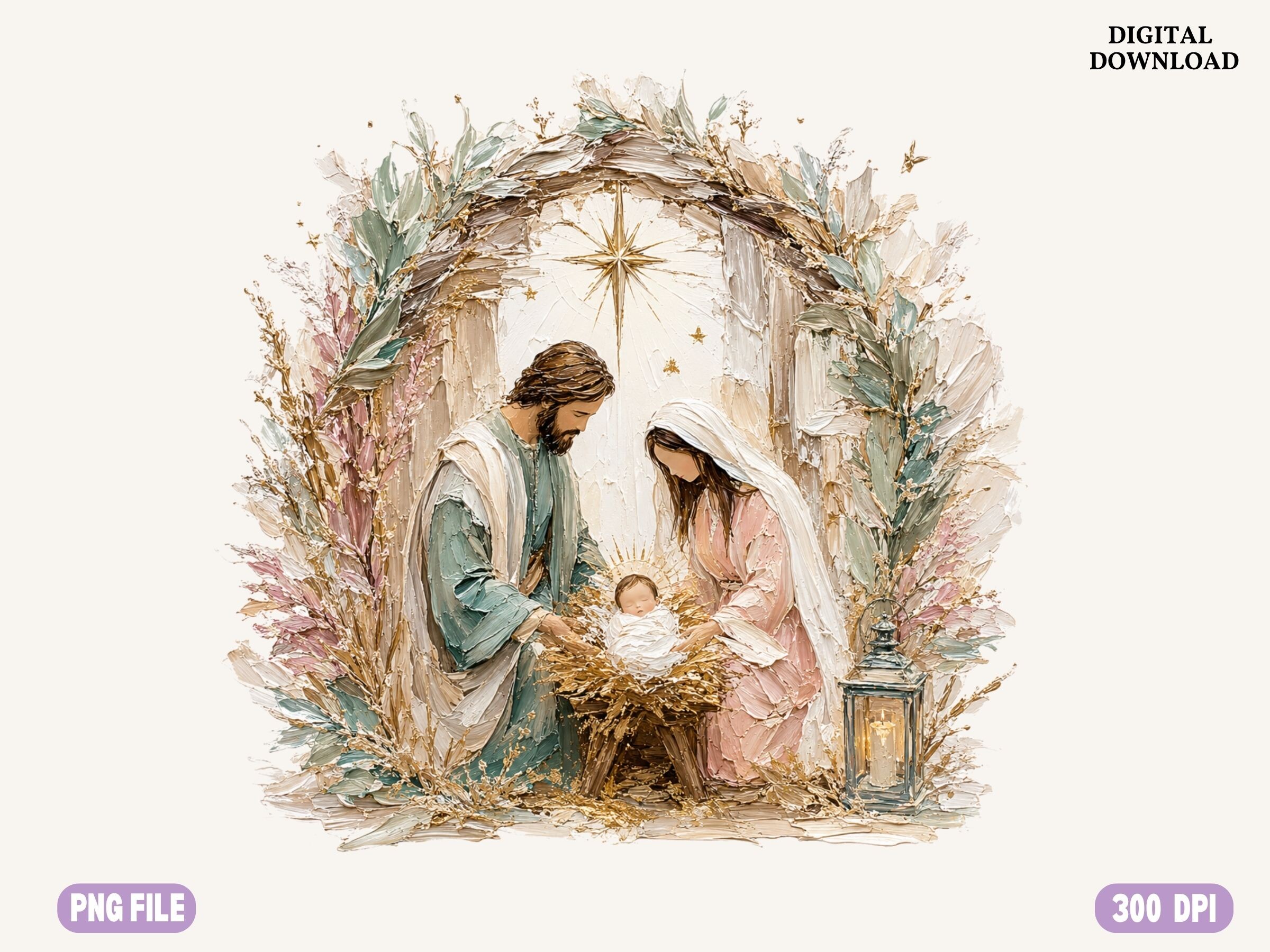 Watercolor Nativity PNG, Pastel Christia