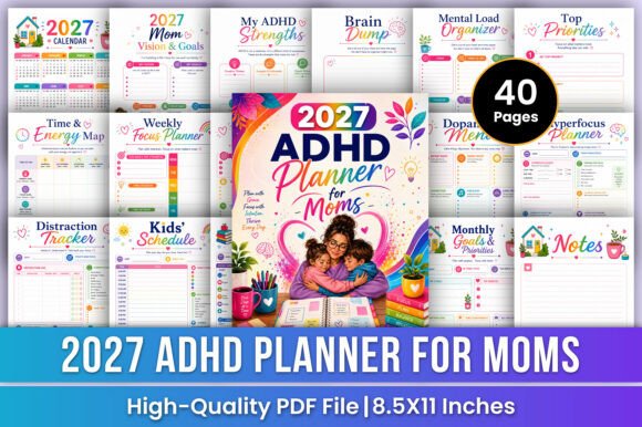 2027 ADHD Planner for Moms | Focus