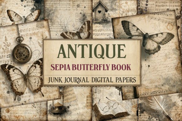 Antique Sepia Butterfly Junk Journal
