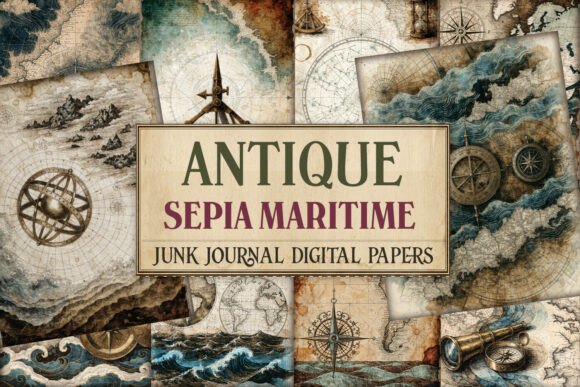 Antique Sepia Maritime Junk Journal Page