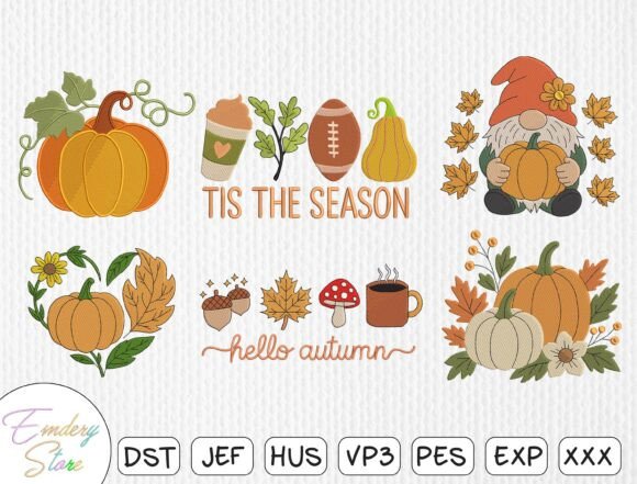 Autumn Embroidery Design Bundle