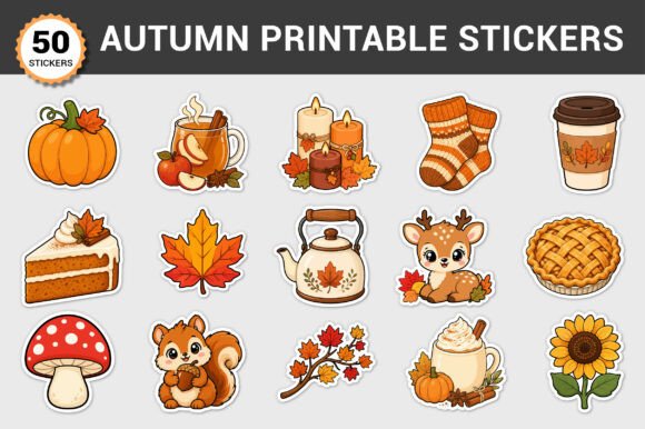 Autumn Printable Stickers Bundle