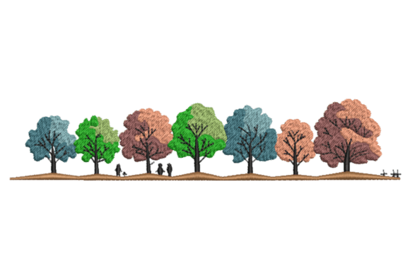 Autumn Tree Landscape Border