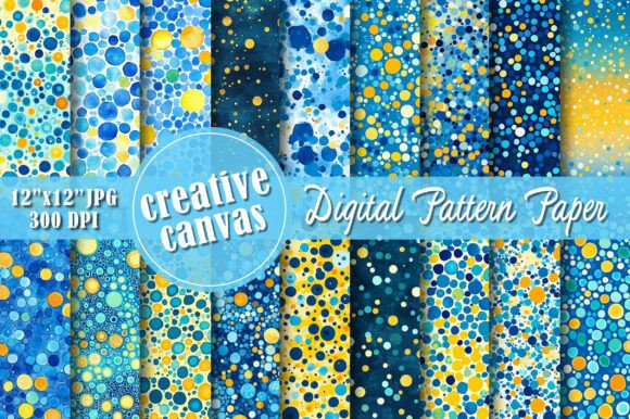 Blue Yellow Abstract Digital Paper Bundl