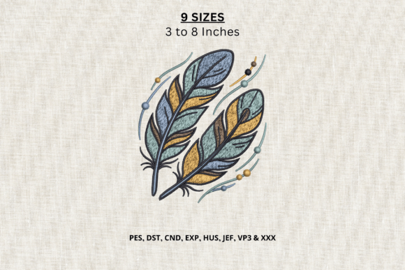 Boho Feather Machine Embroidery Design