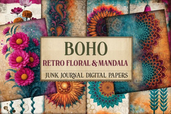 Boho Retro Floral Mandala Junk Journal