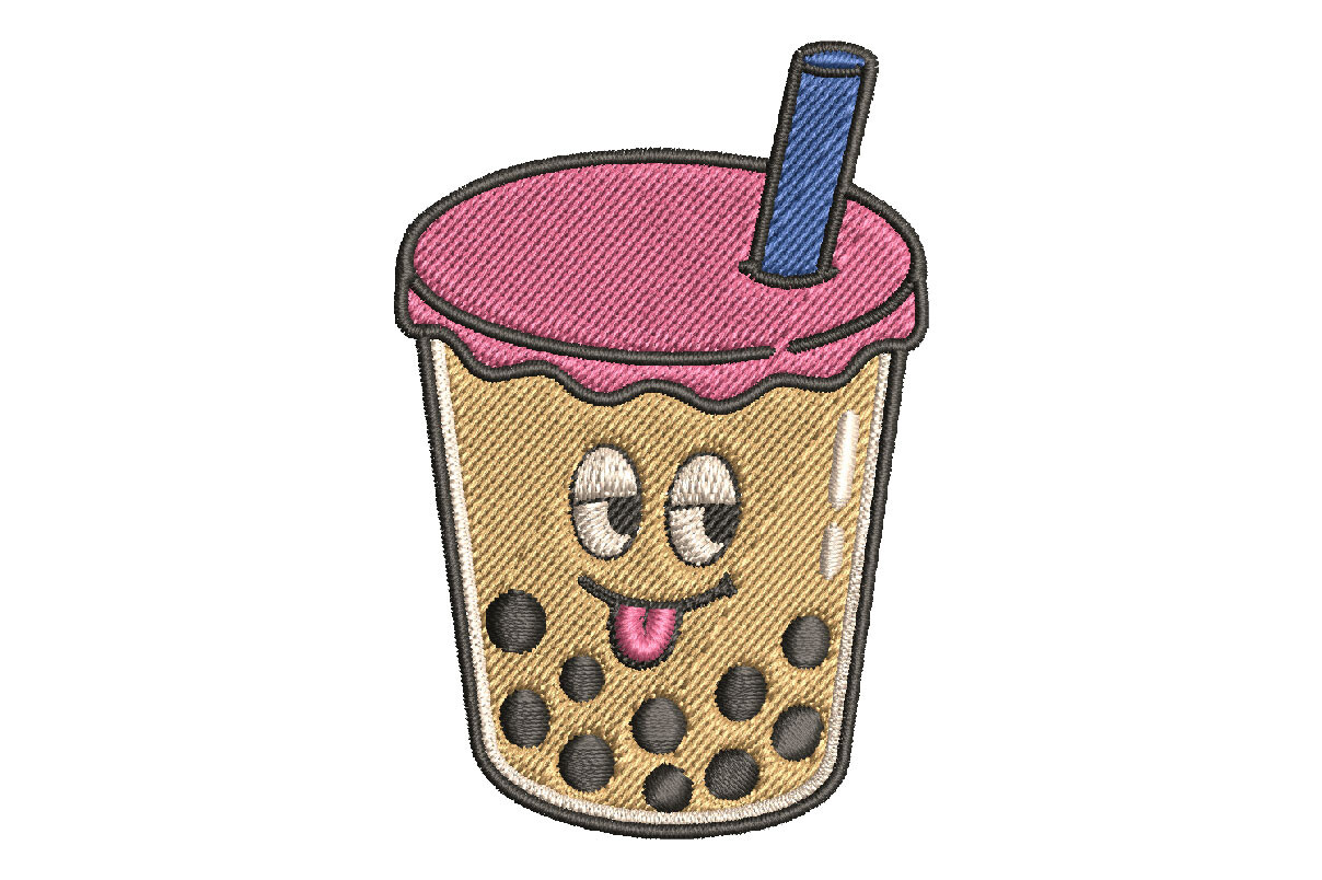 Bubble Tea Embroidery Design