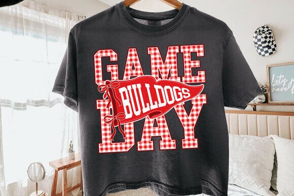 Bulldogs Game Day Preppy Gingham PNG