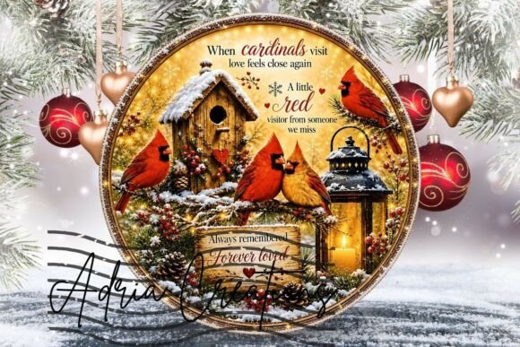 Cardinal Christmas Ornament, Door Sign