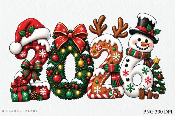Christmas 2026 PNG, Sublimation Design