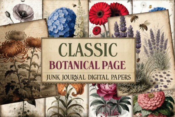 Classic Botanical Junk Journal Pages