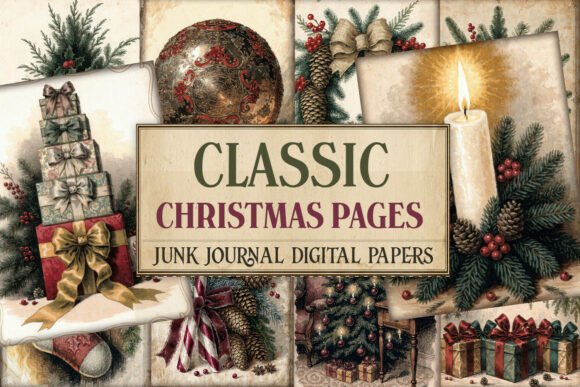 Classic Christmas Junk Journal Pages