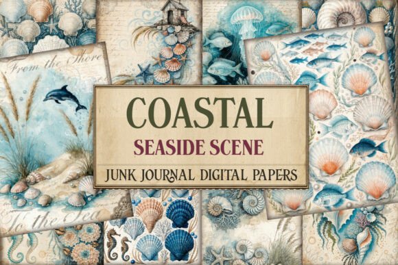 Coastal Seashell Junk Journal Paper