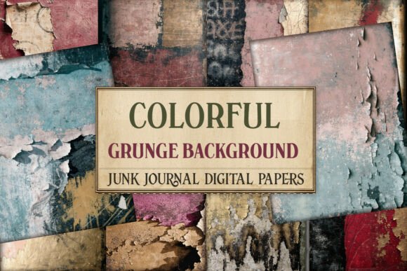 Colorful Grunge Background Junk Journal