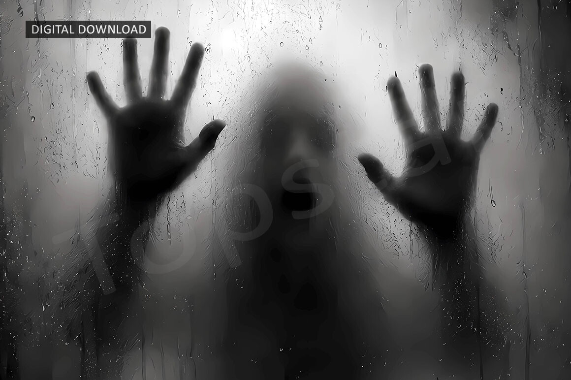 Creepy Halloween Ghost Shadow Mirror Art