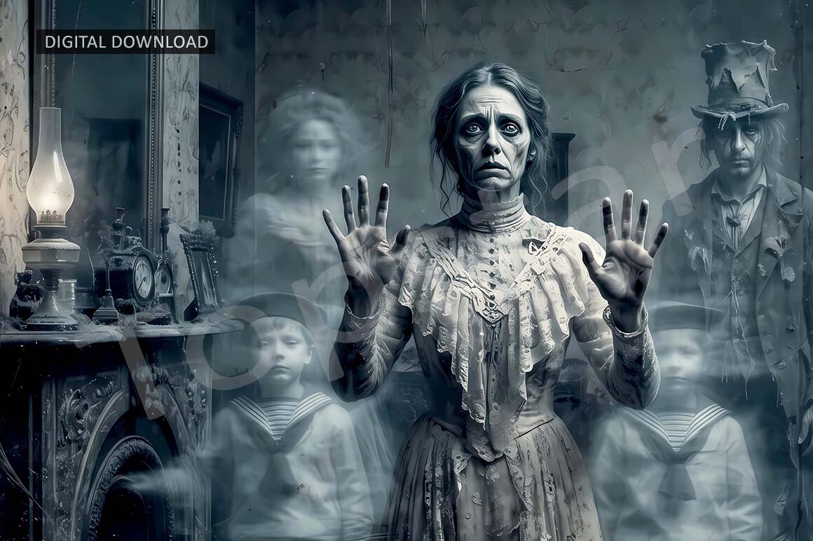 Creepy Halloween Ghost Victorian Scene