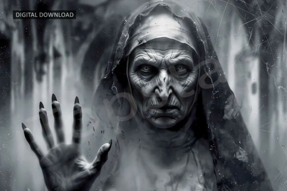 Creepy Nun Ghost in the Mirror Halloween