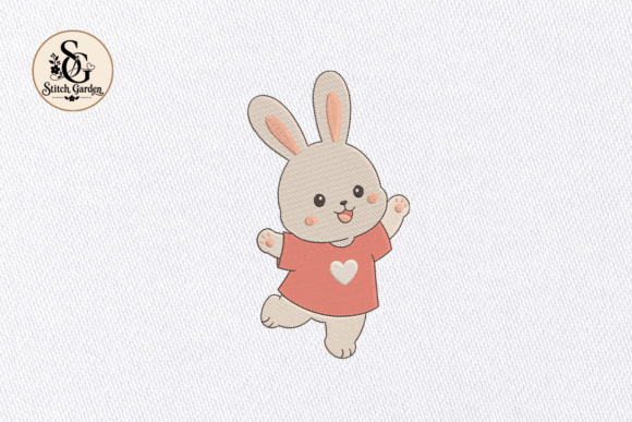 Cute Bunny Heart Embroidery