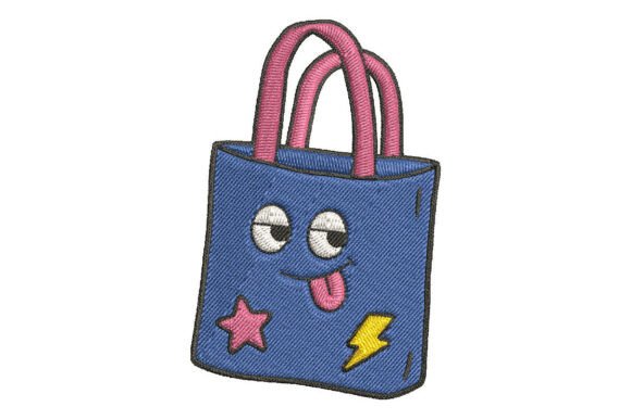 Cute Denim Tote Bag Embroidery Design