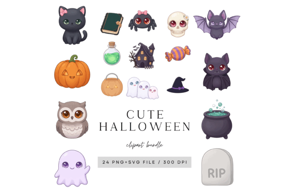 Cute Halloween Clipart Bundle