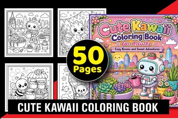 Cute Kawaii Adult Coloring Book Bundle