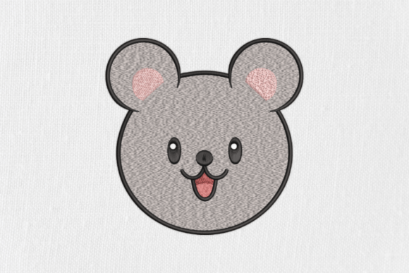 Cute Mouse Face Machine Embroidery