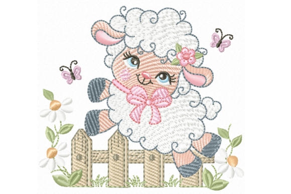 Cute Sheep Embroidery Design – Farm