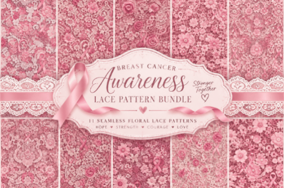 Deep Floral Lace Breast Cancer Awareness