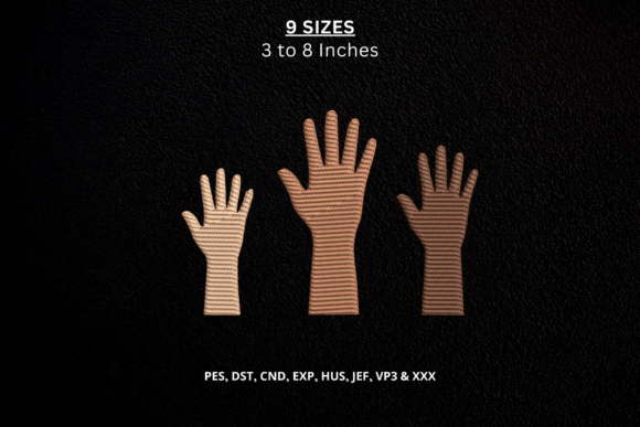 Diverse Family Hands Machine Embroidery