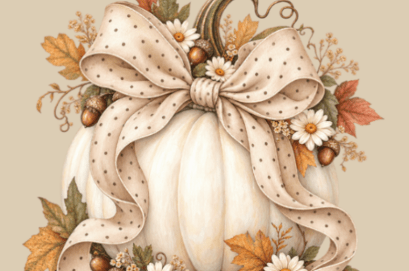 Elegant Fall Pumpkin Bow Clipart