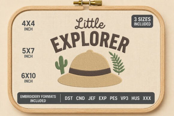 Explorer Hat Machine Embroidery Designha