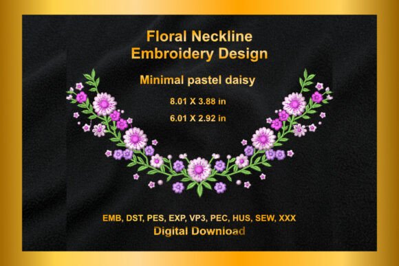 Floral Neckline Embroidery Design