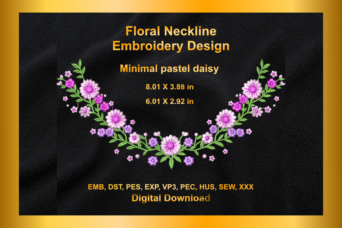 Floral Neckline Embroidery Design