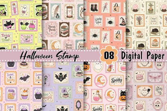 Halloween Pattern Stamp Digital Paper