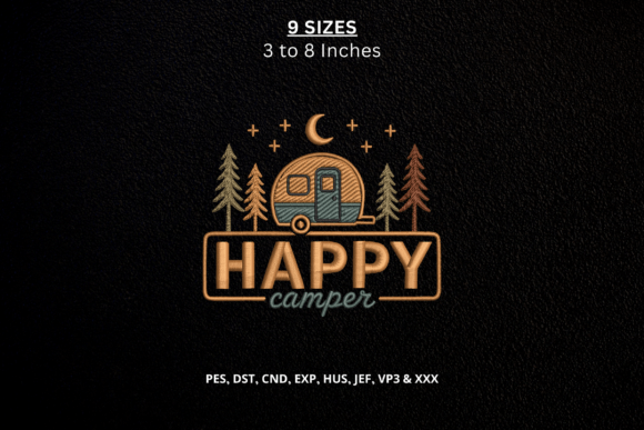 Happy Camper Machine Embroidery Design
