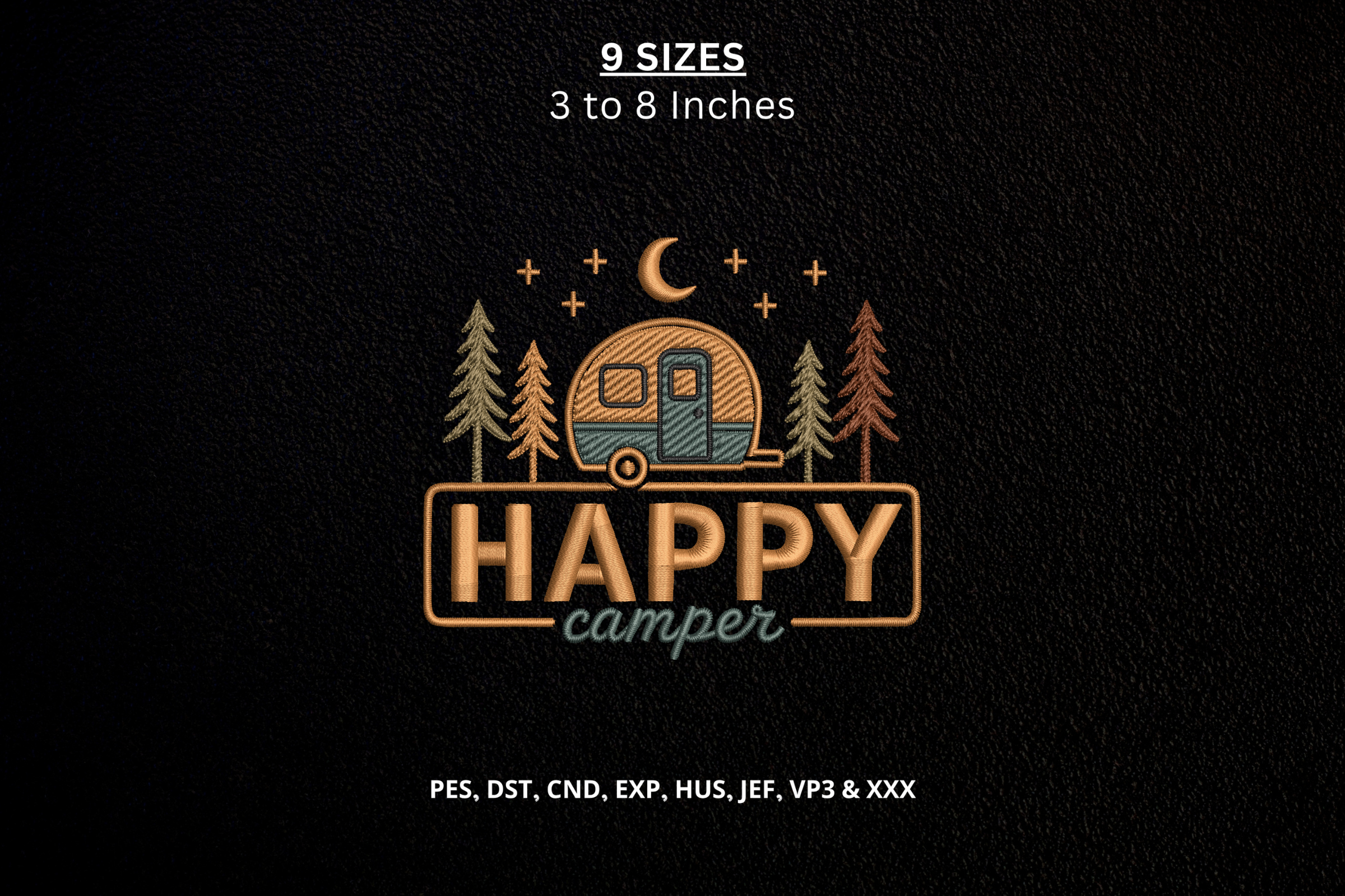 Happy Camper Machine Embroidery Design