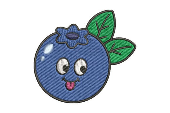 Kawaii Blueberry Character Embroidery
