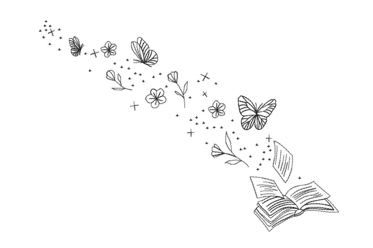 Magic Book Butterfly Line Art