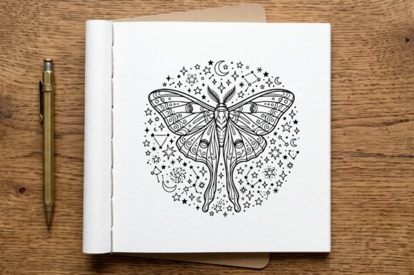 Moth Wings Constellation Coloring Page