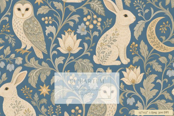 Mystical Owl Rabbit William Morris Prim