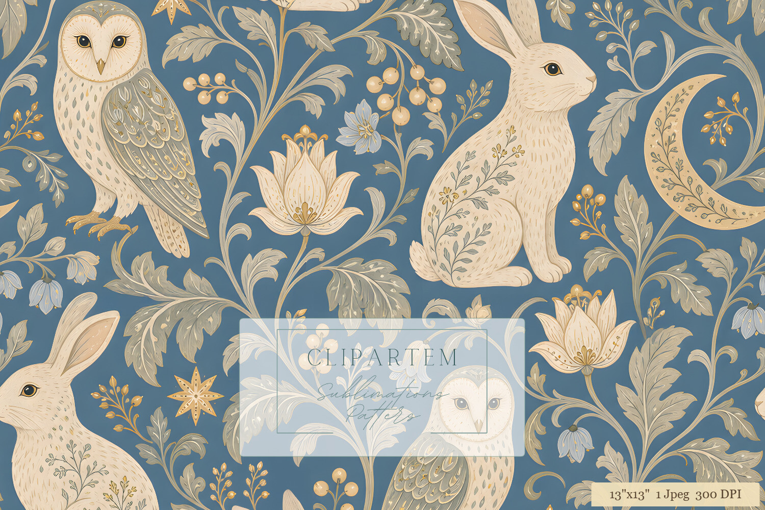Mystical Owl Rabbit William Morris Prim