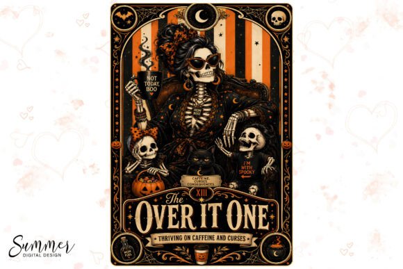 Over It One Neon Skeleton Tarot PNG
